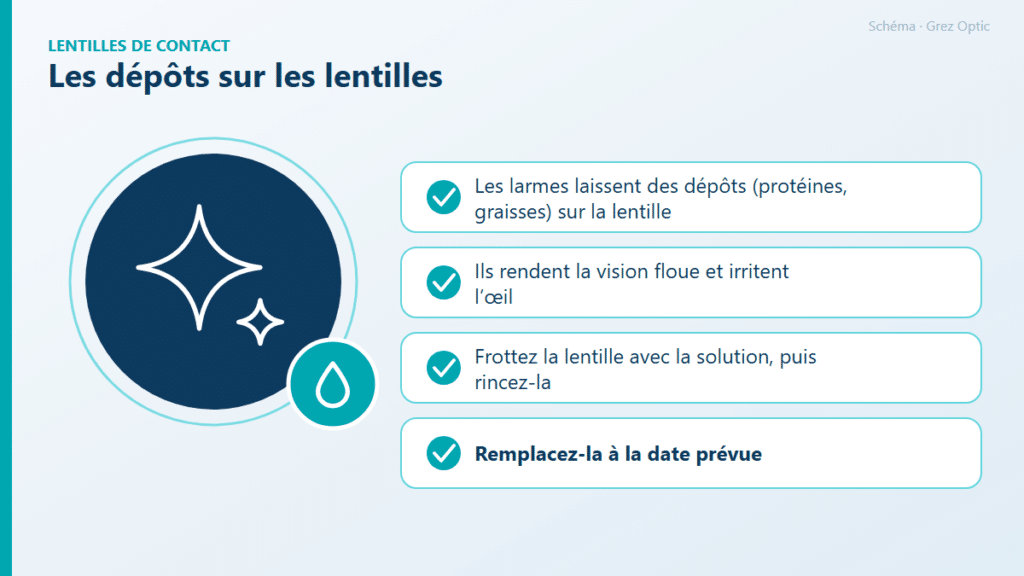 Schéma : Les dépôts sur les lentilles