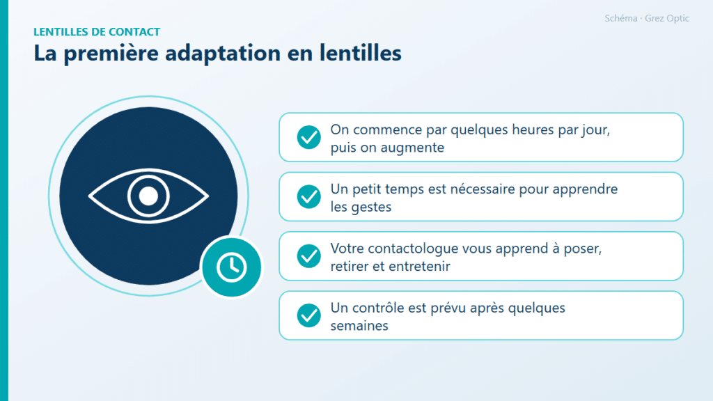 Schéma : La première adaptation en lentilles