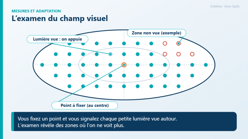 Schéma : L’examen du champ visuel