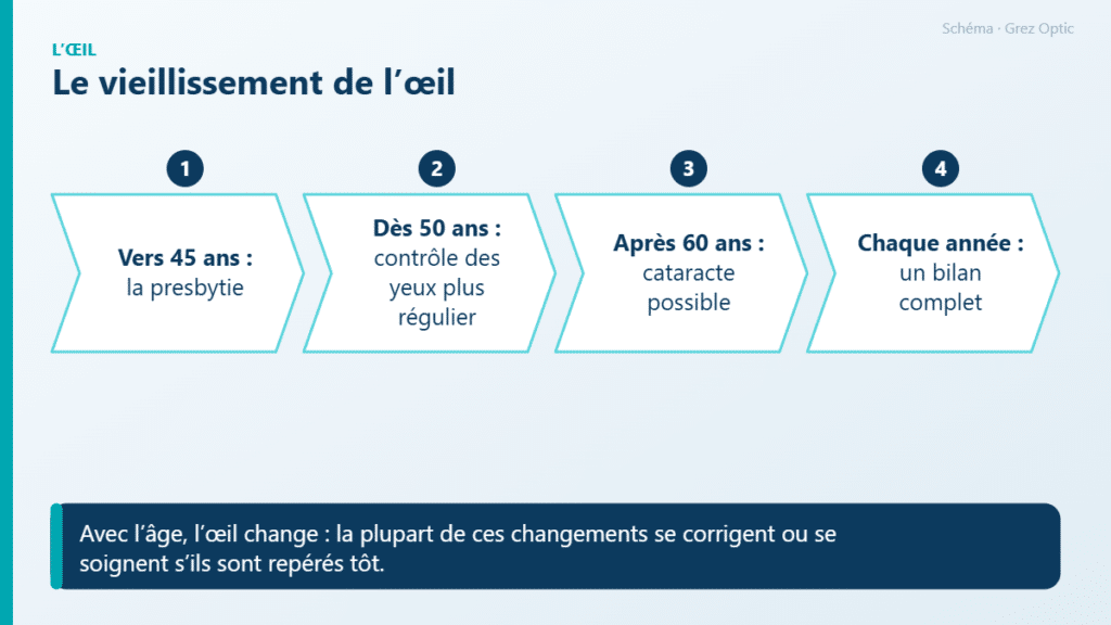 Schéma : Le vieillissement de l’œil
