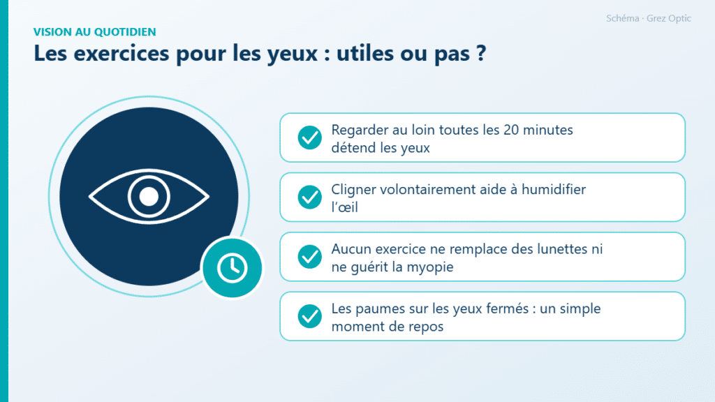 Schéma : Les exercices pour les yeux : utiles ou pas ?